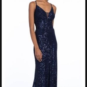 Sapphire Blue Camille La Vie Sequin Vertical Dress
